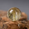 Natural 5A Gold Rutilated Quartz Loose Beads - DIY Crystal Jewelry Making Supplies, Round Single Beads