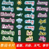 English Vocabulary Flashcards for Classroom Teaching - Categories Include Weather, Days, Months, Clothing, Home, Seasons, Fruits, Food, and Professions